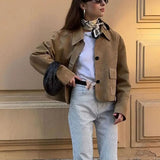 Damen Wildlederjacke – Klassische Kurzjacke mit Taschen