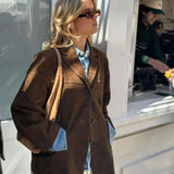Miranda | Klassischer Blazer aus Wildlederimitat in Braun