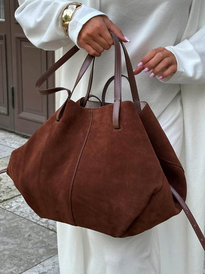Pauline | Geräumige Damen-Shopper-Tasche aus Wildleder