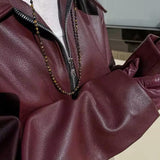 Mirabelle | Modische Kunstlederjacke in Weinrot