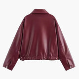 Mirabelle | Modische Kunstlederjacke in Weinrot