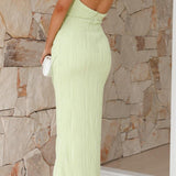 Kerstin | Elegantes Wickel-Stil Halterneck Maxikleid