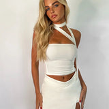 Helga | Minimalistisches Sommer-Style ärmelloses Neckholder Top