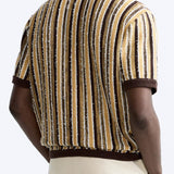 Retro Strick-Poloshirt mit Streifenmuster