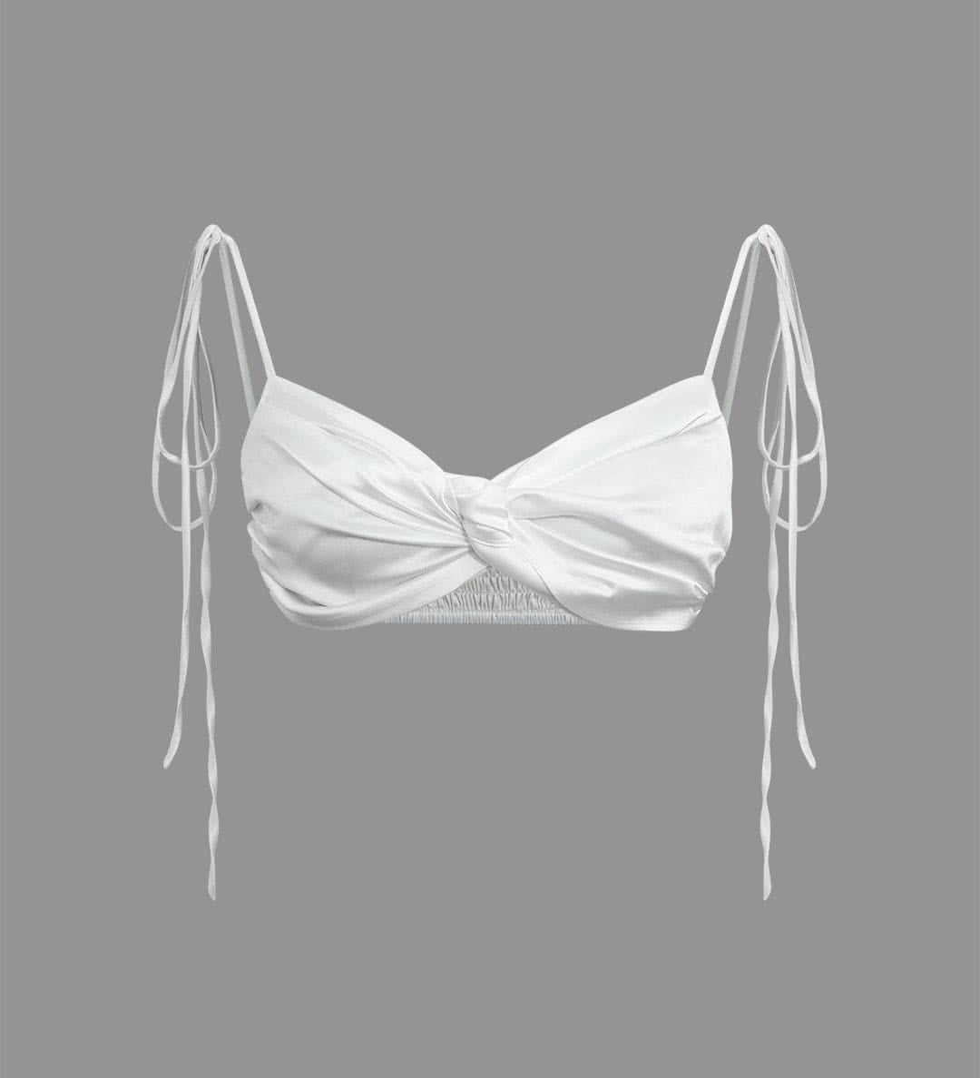 Elizabeth | Ein Stück Satin-Top mit verstellbaren Schnürträgern & Knotendetail