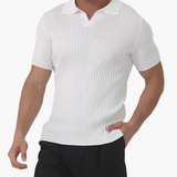 Joshua | V-Ausschnitt Rippenstrick-Poloshirt für Männer