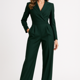 Eleganter Jumpsuit mit Langem Ärmel und Wickeloptik – Feminine Silhouette für Büro und Abend