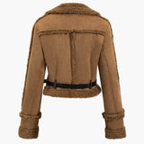 Amelie | Kurze Wildlederjacke mit Teddyfutter