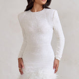 Claudia | Minikleid mit Federbesatz