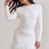Claudia | Minikleid mit Federbesatz