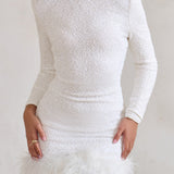 Claudia | Minikleid mit Federbesatz