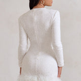 Claudia | Minikleid mit Federbesatz