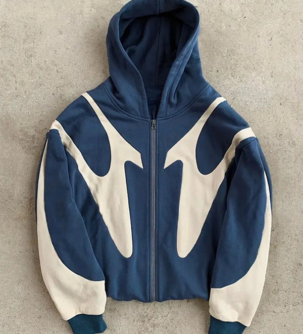 Stylischer Kapuzenpullover mit Reißverschluss und modernem Kontrastdesign