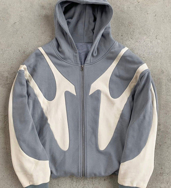 Stylischer Kapuzenpullover mit Reißverschluss und modernem Kontrastdesign