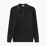 Aaron | Cozy halbem Reißverschluss Herren Gerippt Strickpullover mit Polokragen