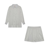 Leichter Zweiteiler aus Baumwollmix – Oversize Bluse & Shorts für Damen