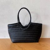 Lena | Braun Geflochtene Leder-Shopper – Rustikal & Stilvoll