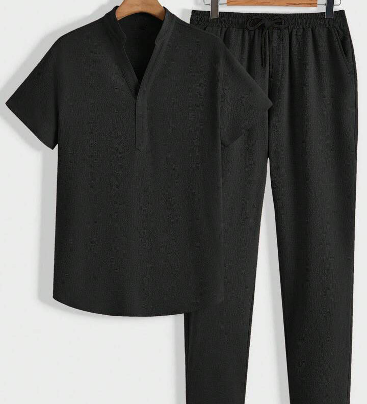 Modernes Herren Lounge-Set | Polo mit Stehkragen & Hose