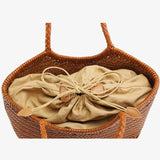 Lena | Braun Geflochtene Leder-Shopper – Rustikal & Stilvoll
