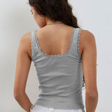 Lea | Romantisches Ripp-Tanktop mit Spitzenbesatz