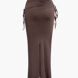 Melody | Asymmetrisches Zweiteiler-Set mit One-Shoulder Crop-Top & Maxi-Rock