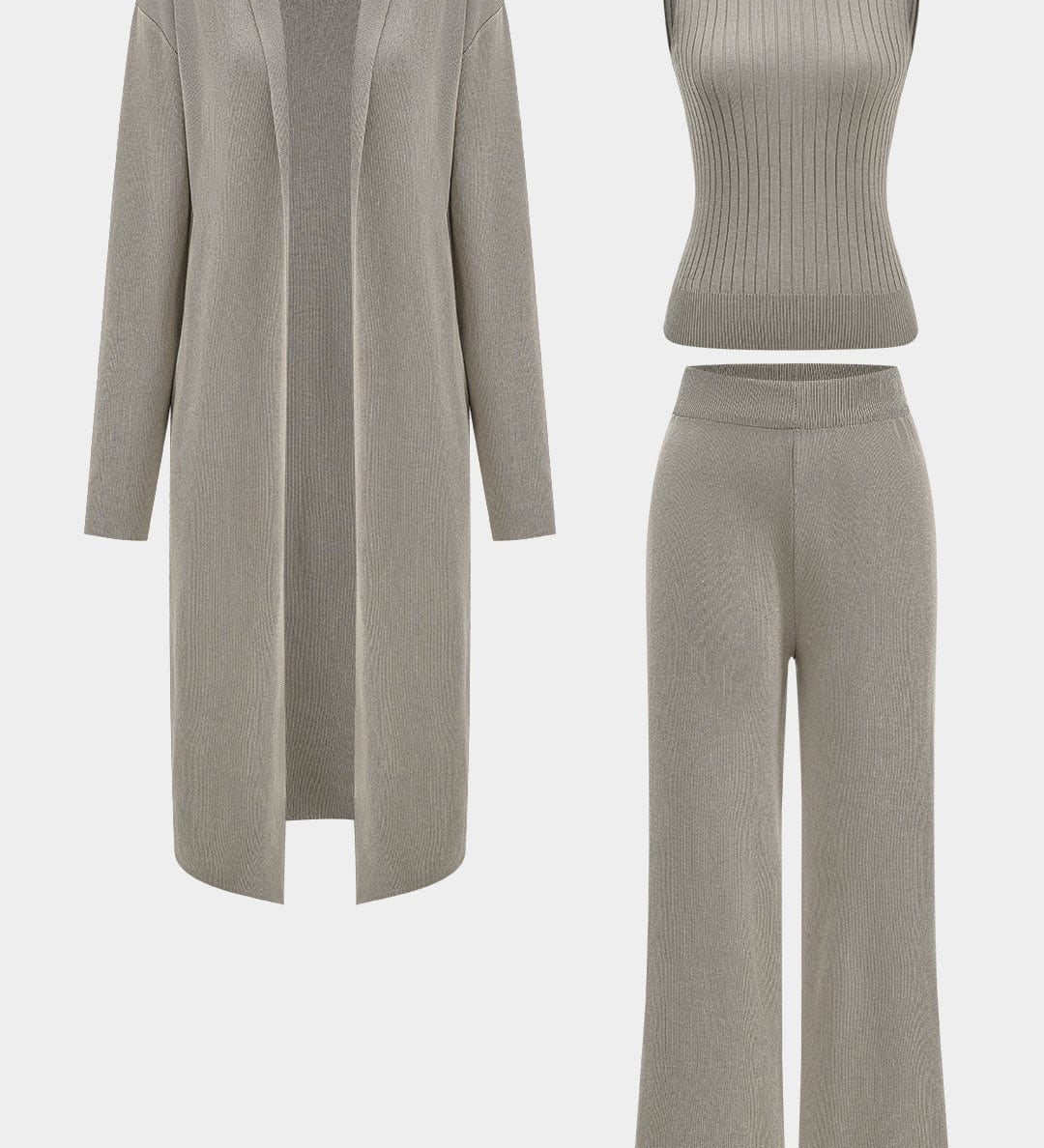 Luanne | Elegantes Dreiteiliges Set aus Geripptem Strick