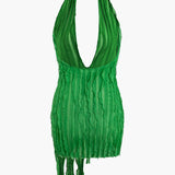 Zara | Asymmetrisches Fransen-Minikleid mit Neckholder – Verführerischer Boho-Chic für besondere Anlässe