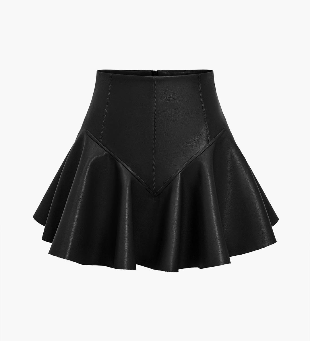 Marigold | Verspielter Kunstleder-Skaterrock mit High-Waist-Schnitt und ausgestelltem Saum
