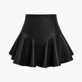 Marigold | Verspielter Kunstleder-Skaterrock mit High-Waist-Schnitt und ausgestelltem Saum