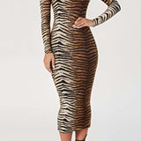 Leona | Elegantes Leopard-Print Midikleid – Wild & Stilvoll