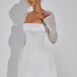 Nina | Satiniertes Minikleid mit Glitzernden Langärmeln