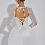 Nina | Satiniertes Minikleid mit Glitzernden Langärmeln