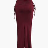 Melody | Asymmetrisches Zweiteiler-Set mit One-Shoulder Crop-Top & Maxi-Rock