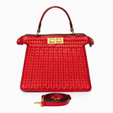 Estelle | Elegante geflochtene Handtasche mit Drehverschluss & goldenen Details