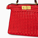 Estelle | Elegante geflochtene Handtasche mit Drehverschluss & goldenen Details