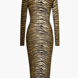 Leona | Elegantes Leopard-Print Midikleid – Wild & Stilvoll