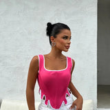 Stella | Melt Design Crop Top mit Trägern in Rosa