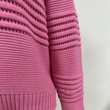Damen Strickpullover – Leichter Pullover mit Lochmuster und Rundhalsausschnitt