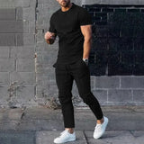 Herren Freizeit Set – Zweiteiler mit T-Shirt & Hose im modernen Slim Fit