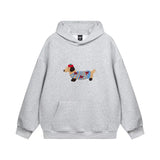 Unisex Oversize Hoodie mit Dackel-Stickerei und Kängurutasche
