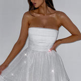 Kate | Mini Kleid Weißer Glitter