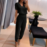 Damen Sommer Zweiteiler mit modernem Print und V-Ausschnitt