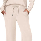 Damen Zweiteiler mit Kragenpullover und weitem Hosen-Set