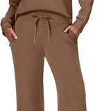 Damen Zweiteiler mit Kragenpullover und weitem Hosen-Set