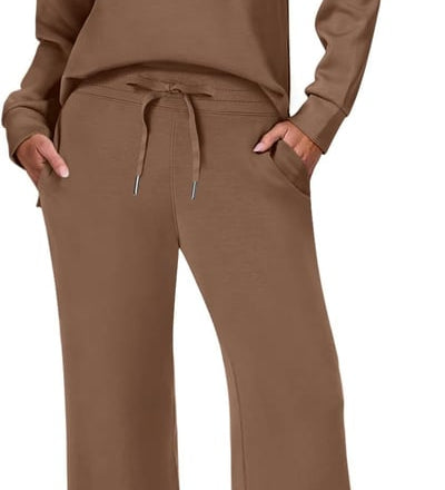 Damen Zweiteiler mit Kragenpullover und weitem Hosen-Set