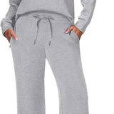 Damen Zweiteiler mit Kragenpullover und weitem Hosen-Set