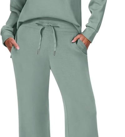 Damen Zweiteiler mit Kragenpullover und weitem Hosen-Set