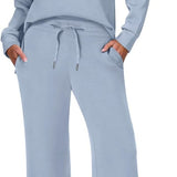 Damen Zweiteiler mit Kragenpullover und weitem Hosen-Set