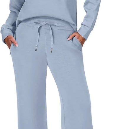 Damen Zweiteiler mit Kragenpullover und weitem Hosen-Set