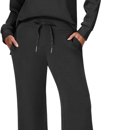 Damen Zweiteiler mit Kragenpullover und weitem Hosen-Set